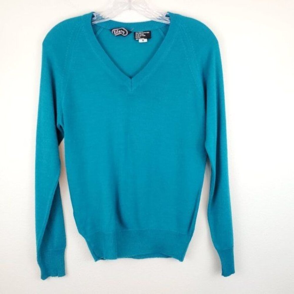 Vintage Eileen teal V-neck sweater